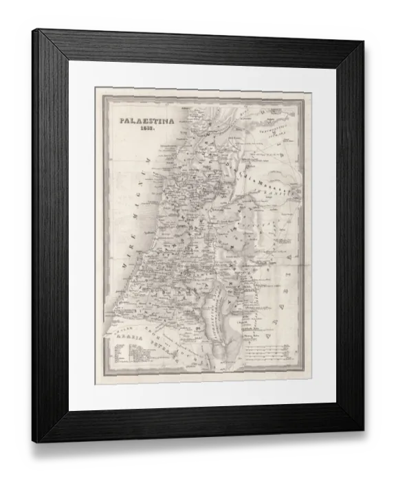 Framed Print : Map of Palestine, steel engraving, published in 1836 Framed Print : Map of Palestine, steel engraving, published in 1836