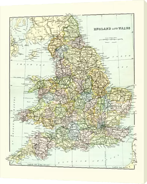Antique Map of England and Wales 1880s
