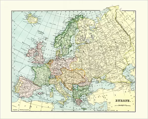 Antique Map of Europe 1880s