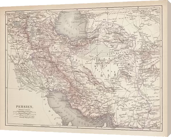 Ancient map of Persia, lithograph, published in 1877