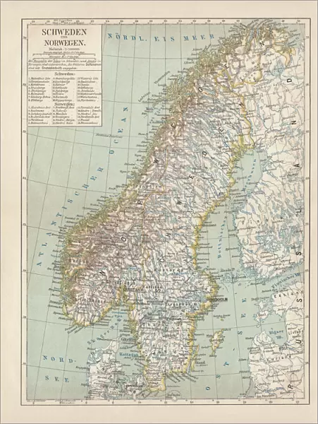 Sweden and Norway, lithograph, published in 1878