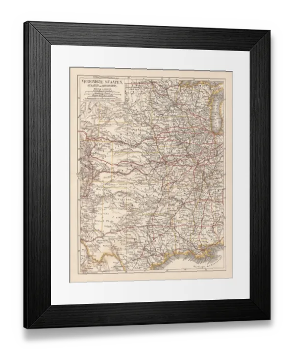 Framed Print : United States of America, States on Mississippi river, lithograph published 1878 Framed Print : United States of America, States on Mississippi river, lithograph published 1878