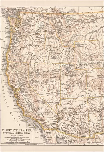 United States of America, West Coast, ithograph, published in 1878