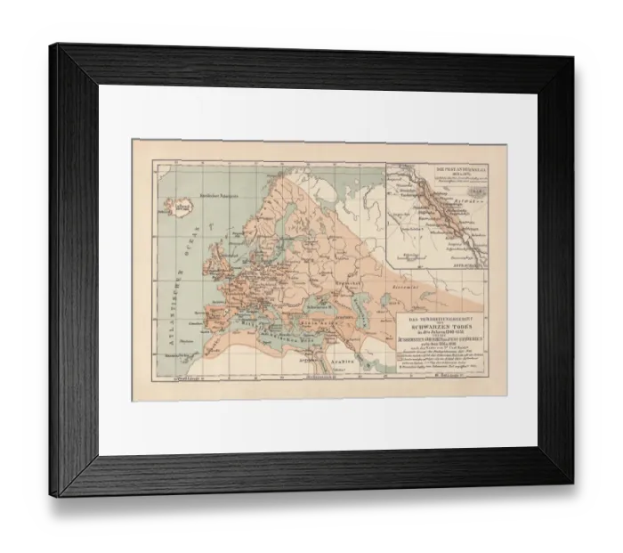 Framed Print : Pestilence in Europe, mid-14th century, lithograph, published in 1880