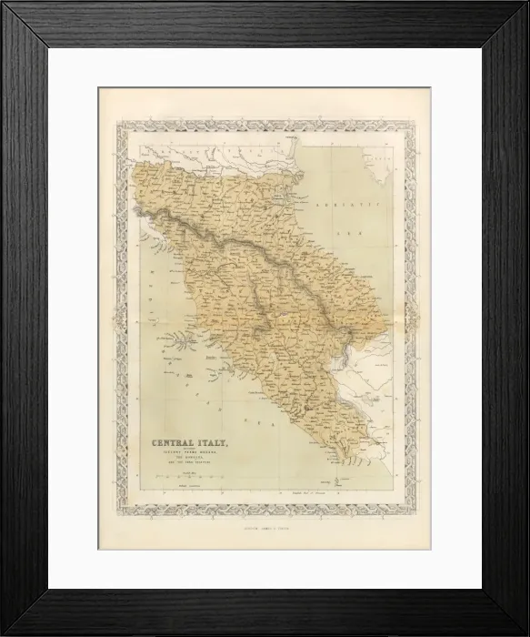 Framed Print : Victorian Map of Central Italy, Circa 1865 Framed Print : Victorian Map of Central Italy, Circa 1865