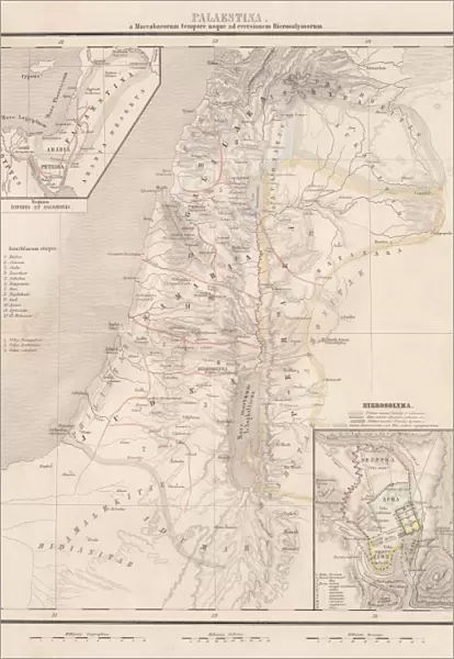 Map of Palestine, steel engraving, published in1861
