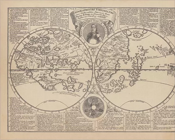 World map by Martin Behaim, 1492, wood engraving, published 1884