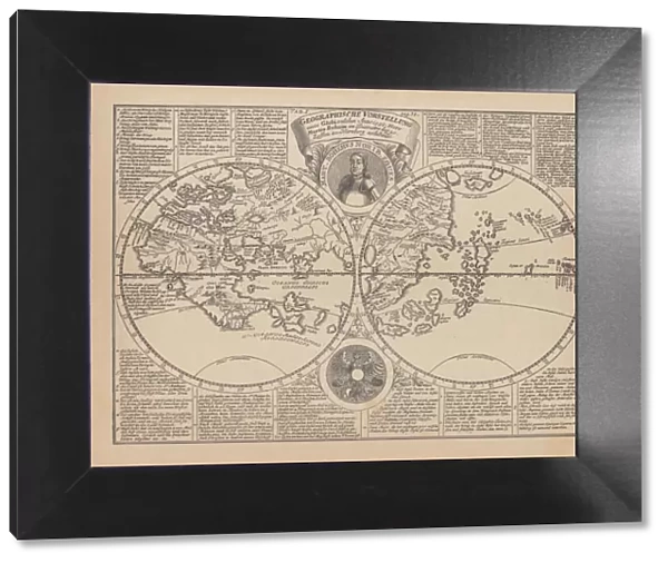 World map by Martin Behaim, 1492, wood engraving, published 1884