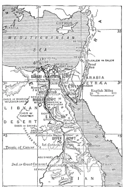 Antique map of Nile River
