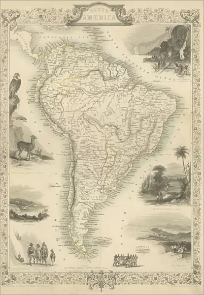 South America Engraved map 1851