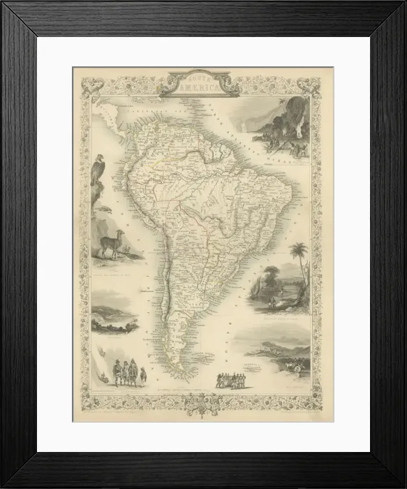 Framed Print : South America Engraved map 1851 Framed Print : South America Engraved map 1851