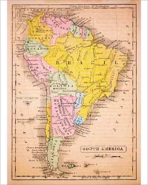 South America 1852 Map