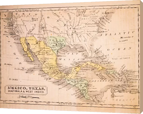 Mexico, Texas, Guatimala and West Indies 1852 Map