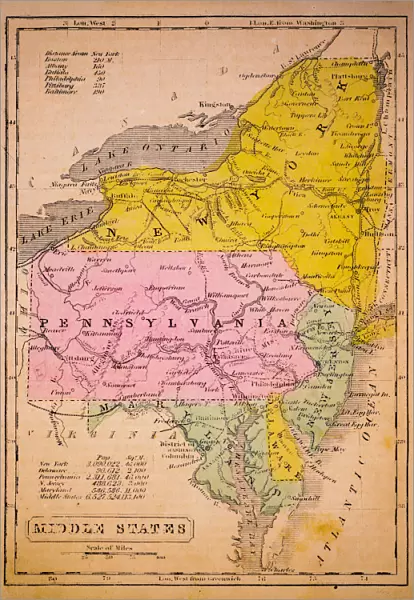 Middle States 1852 Map