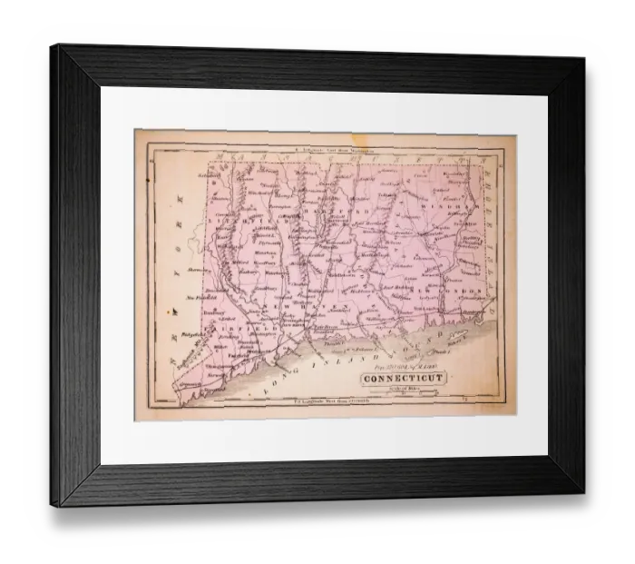 Framed Print : Connecticut 1852 Map Framed Print : Connecticut 1852 Map