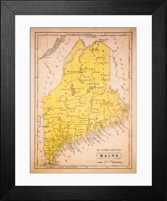 Framed Print : Maine 1852 Map Framed Print : Maine 1852 Map