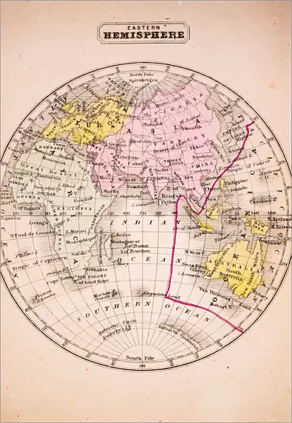 Eastern Hemisphere 1852 Map