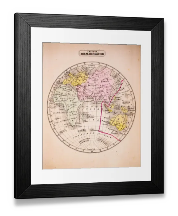 Framed Print : Eastern Hemisphere 1852 Map Framed Print : Eastern Hemisphere 1852 Map