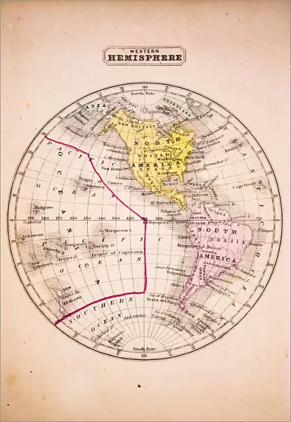 Western Hemisphere 1852 Map