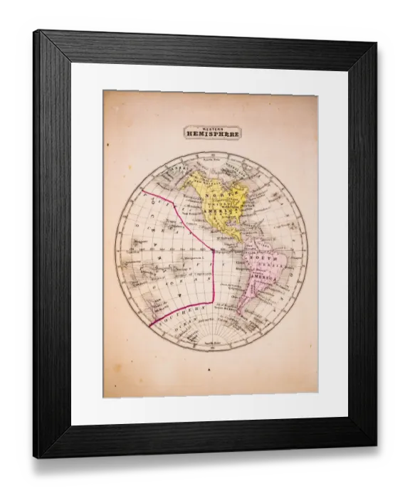 Framed Print : Western Hemisphere 1852 Map Framed Print : Western Hemisphere 1852 Map