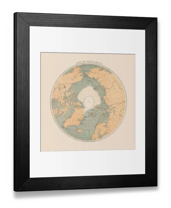 Framed Print : Ancient map of the Arctic Region, lithograph, published in 1883 Framed Print : Ancient map of the Arctic Region, lithograph, published in 1883