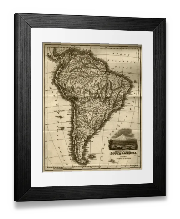 Framed Print : Map of South America (early 19th century steel engraving)