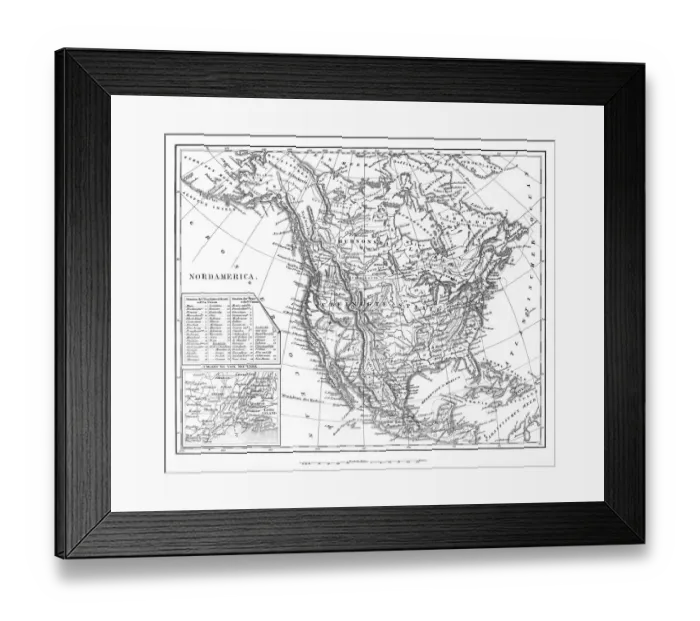 Framed Print : Map of North America Framed Print : Map of North America