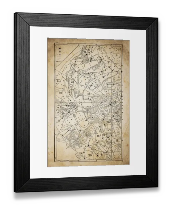 Framed Print : Antique illustration on yellow aged paper: zodiac astrology constellations (series 1) Framed Print : Antique illustration on yellow aged paper: zodiac astrology constellations (series 1)