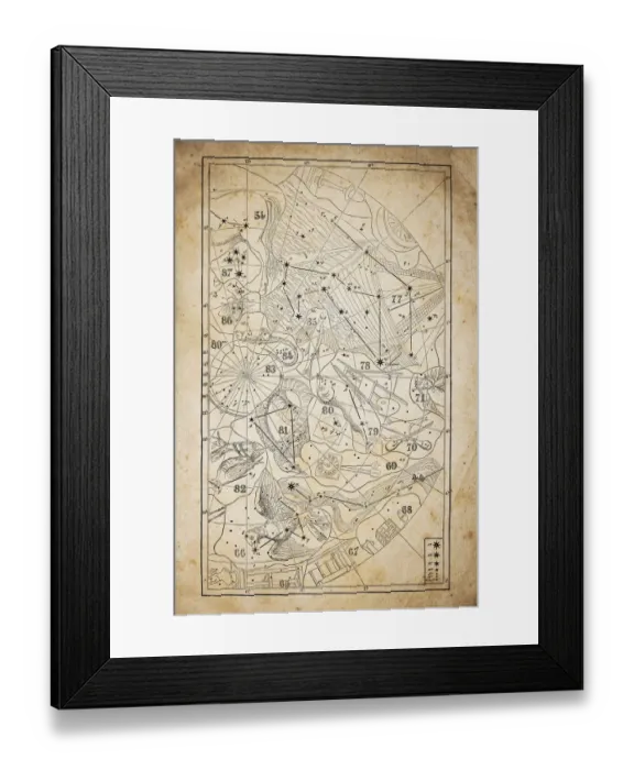 Framed Print : Antique illustration on yellow aged paper: zodiac astrology constellations (series 8) Framed Print : Antique illustration on yellow aged paper: zodiac astrology constellations (series 8)