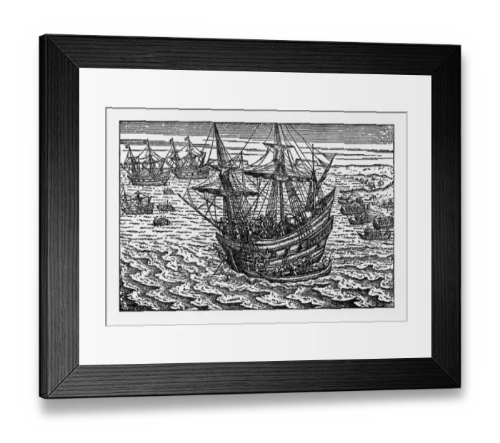 Framed Print : Historical Map of Dutch Navigators Battle in Portugal Illustration Framed Print : Historical Map of Dutch Navigators Battle in Portugal Illustration