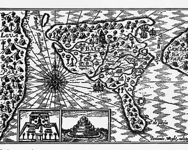 Historical Map of Dutch Navigators Island of Bali Illustration