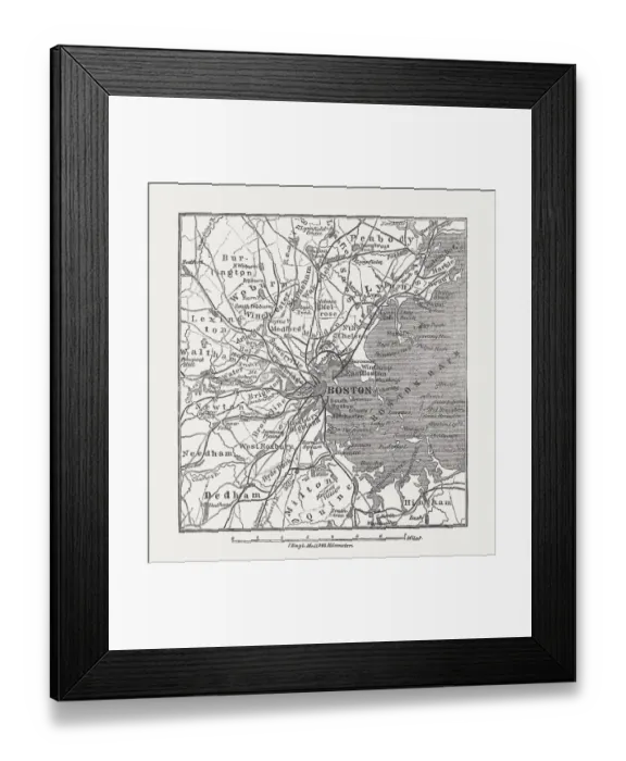 Framed Print : Boston, Massachusetts, USA, wood engraving, published in 1882 Framed Print : Boston, Massachusetts, USA, wood engraving, published in 1882