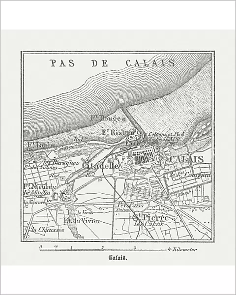 Calais, France, wood engraving, published in 1882