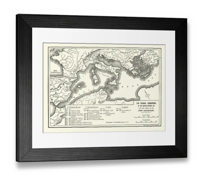 Framed Print : Map of Roman dominions in the Second Century BC Framed Print : Map of Roman dominions in the Second Century BC