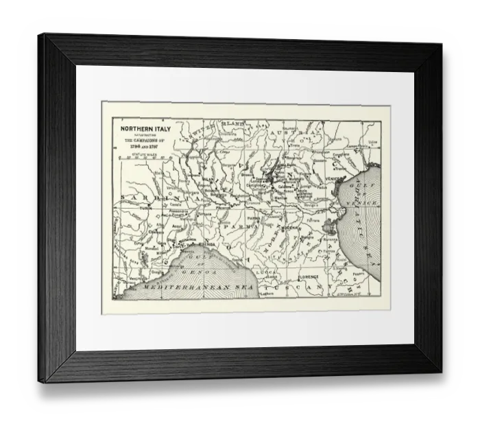 Framed Print : Map of Northern Italy illustrating the campaigns of 1796-1797 Framed Print : Map of Northern Italy illustrating the campaigns of 1796-1797
