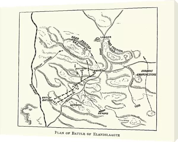 Second Boer War - Plan of the Battle of Elandslaagte