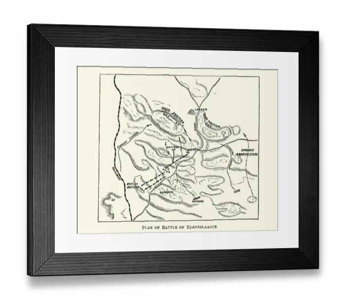 Framed Print : Second Boer War - Plan of the Battle of Elandslaagte Framed Print : Second Boer War - Plan of the Battle of Elandslaagte