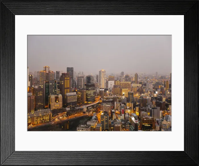 Framed Print : Osaka skyline seen at dusk Framed Print : Osaka skyline seen at dusk