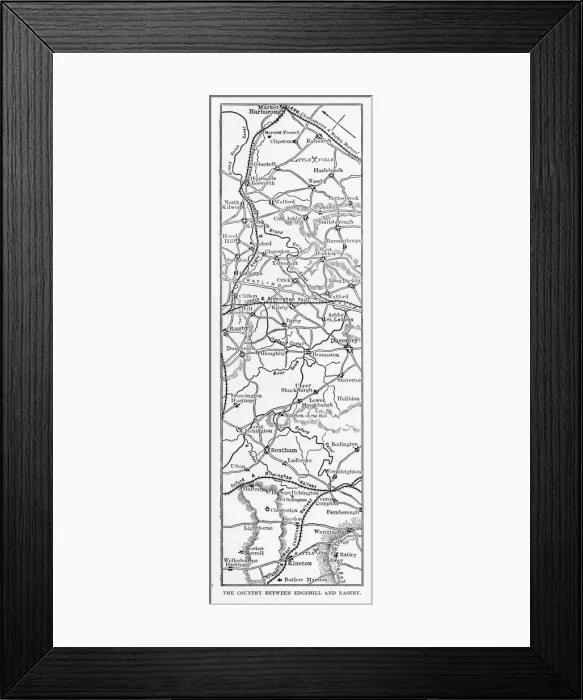 Framed Print : Map of Edgehill and Naseby, England Victorian Engraving, 1840 Framed Print : Map of Edgehill and Naseby, England Victorian Engraving, 1840