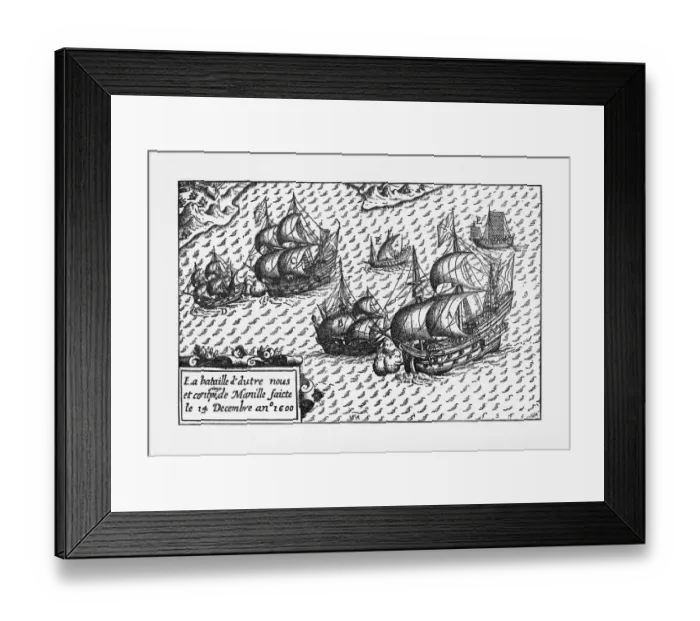 Framed Print : Van Noort Landing in Manila Bay, Philippines Engraving, 1600 Framed Print : Van Noort Landing in Manila Bay, Philippines Engraving, 1600