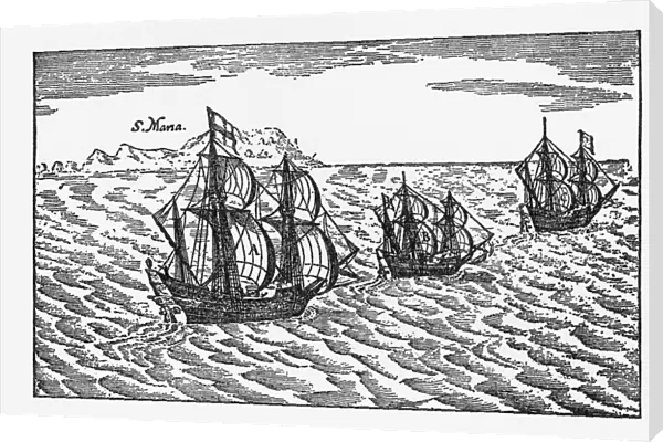 Van Noort Sailing the Strait of Magellan, Engraving of 1600
