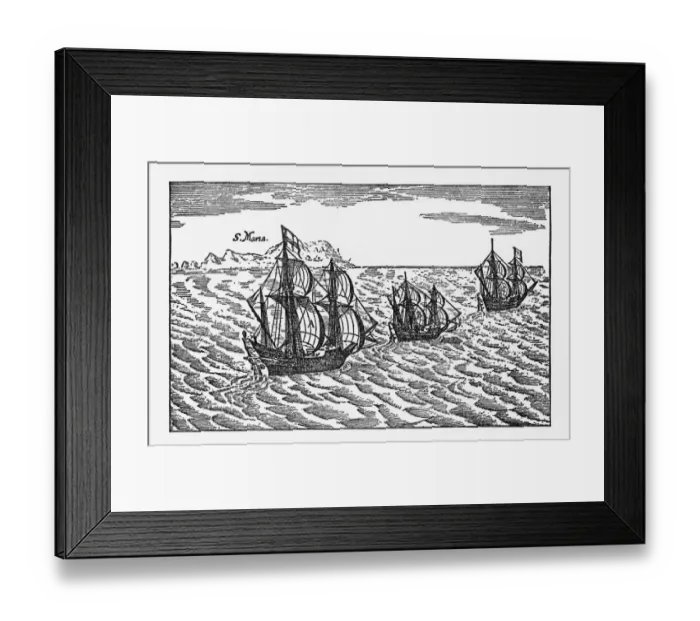 Framed Print : Van Noort Sailing the Strait of Magellan, Engraving of 1600 Framed Print : Van Noort Sailing the Strait of Magellan, Engraving of 1600