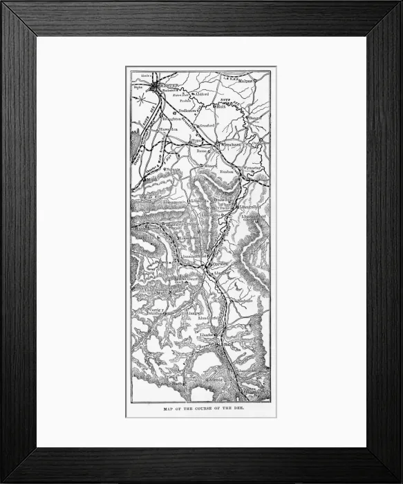 Framed Print : Map of the River Dee, Wales Victorian Engraving, Circa 1840