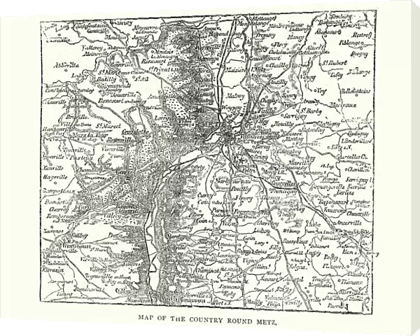 Map of the country around Metz, France, 1870