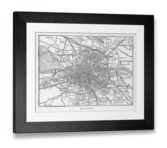 Framed Print : Map of the City of Dublin, Ireland Victorian Engraving, 1840 Framed Print : Map of the City of Dublin, Ireland Victorian Engraving, 1840