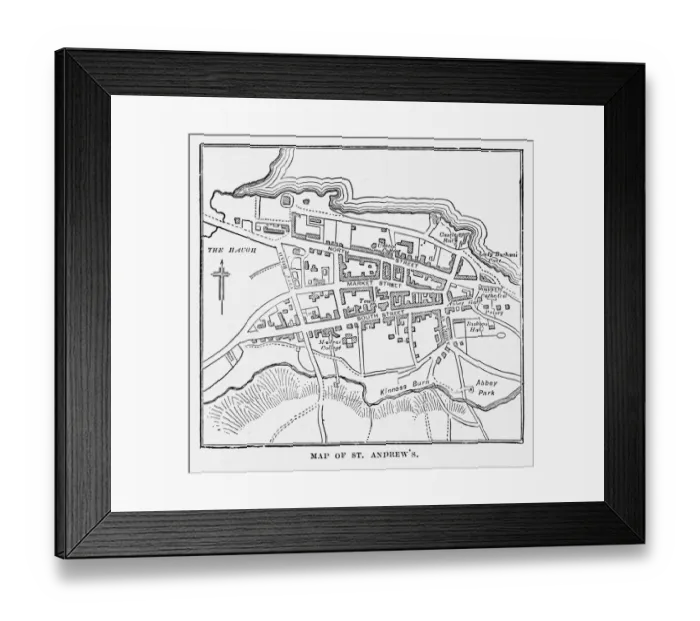 Framed Print : Map of the City of St. Andrewas, Scotland Victorian Engraving, 1840 Framed Print : Map of the City of St. Andrewas, Scotland Victorian Engraving, 1840