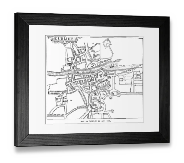 Framed Print : Map of Dublin in 1610 (Victorian engraving Framed Print : Map of Dublin in 1610 (Victorian engraving