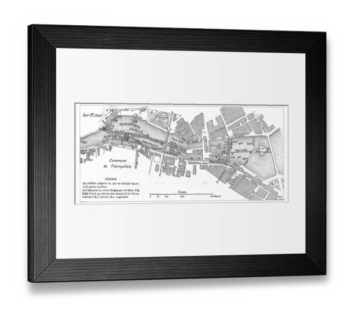 Framed Print : Antique engraving illustration: Plainpalais, Geneva, Switzerland Framed Print : Antique engraving illustration: Plainpalais, Geneva, Switzerland