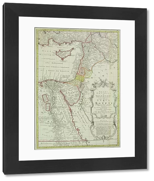Antique map of the Middle East with Egypt, Syria, and Israel