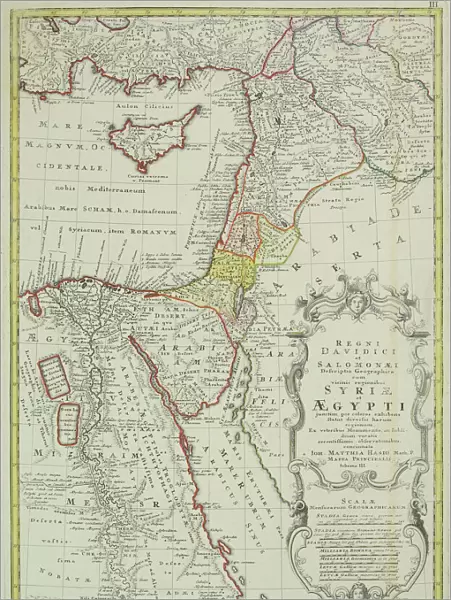 Antique map of the Middle East with Egypt, Syria, and Israel